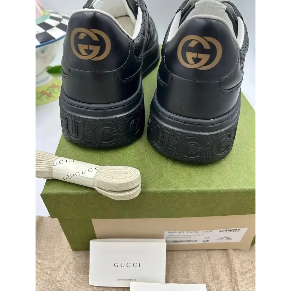 Men's Gucci, GG embossed leather sneakers size 13 fits 13.5 US made in Italy